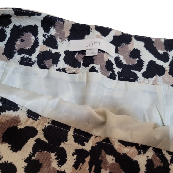LOFT Leopard Print Skirt 12 Mini A-Line Pockets Animal Print Ann Taylor - Picture 3 of 5
